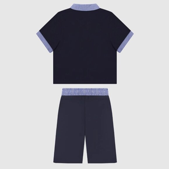 B.Sure Navy Blue Polo Shirt And Shorts Set - Picture 2 of 4